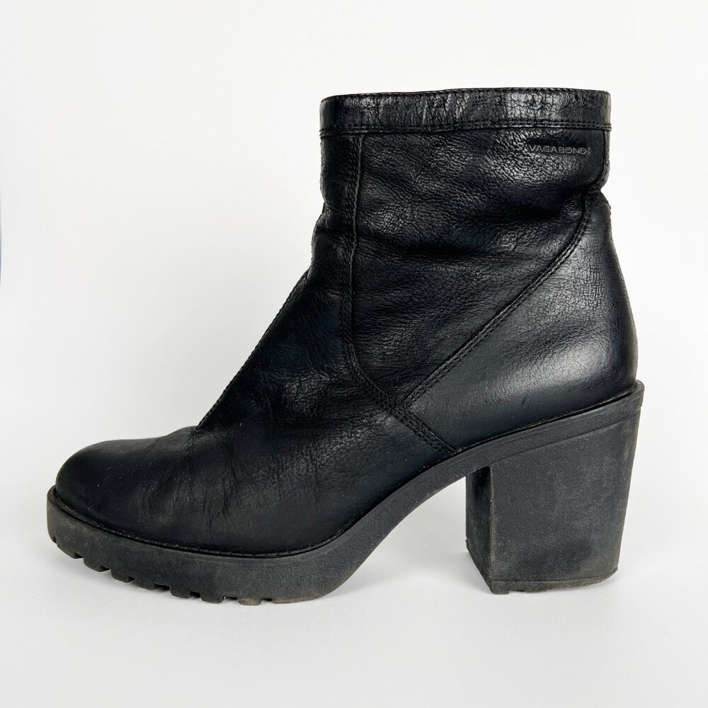 Urban Outfitters Vagabond Leather Boots Chunky Heel Platform Whimsigoth Booties - Picture 1 of 9